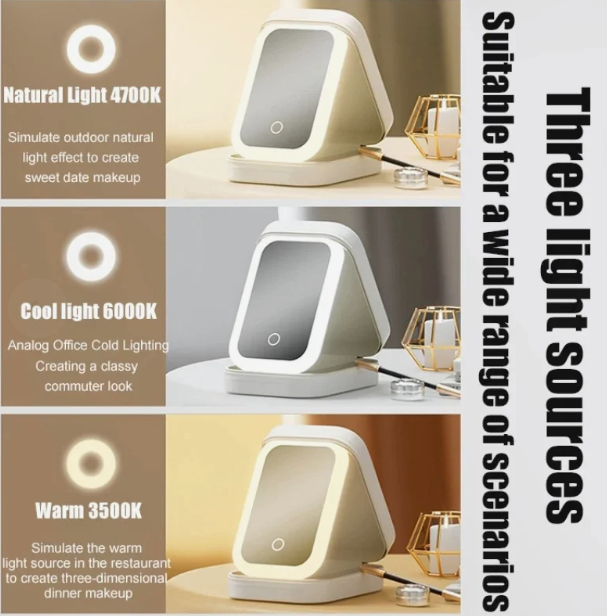 Pink Jewelry Box with LED Mirror